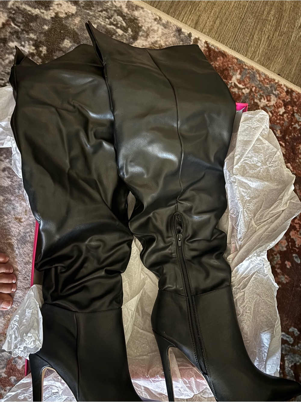 Women's Black Faux Leather Over-the-Knee Boots